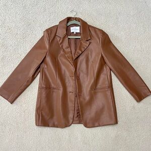 Rebecca Minkoff Brown Cognac Leather Jacket with Structured Cut